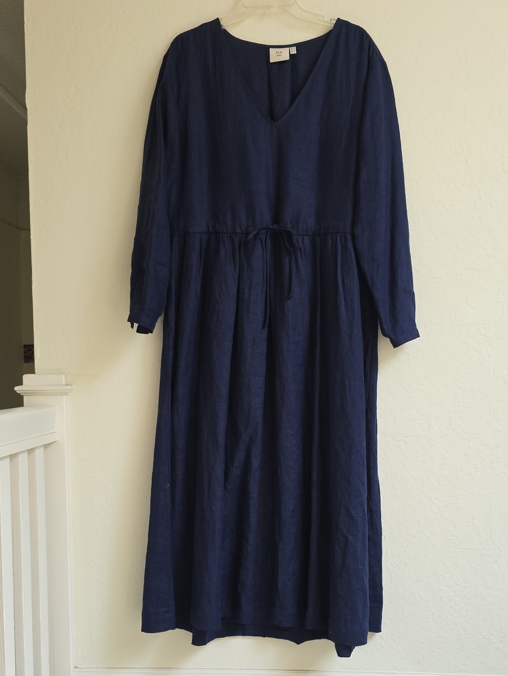 Elk Deep Navy V-Neck Drawstring Maxi Dress